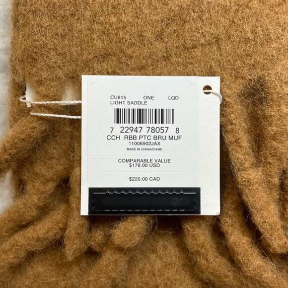 Coach CU815 Muffler with Rubber Patch in Light Saddle, Alpaca+Polyamide - Picture 3 of 5